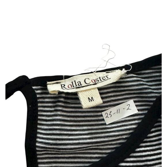 Rolla Coster Black/White Stripe Elastic Waist Romper Women's Size Medium 23-11-2 - Picture 4 of 7